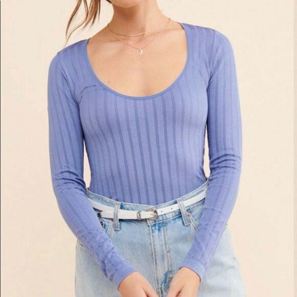 Free People Lucky You Layering Top Sky XS/S women blue color A003377 - Picture 3 of 3